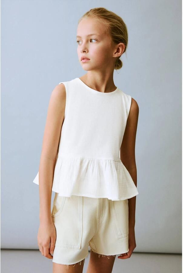 Mango Kids denim short lichtgeel