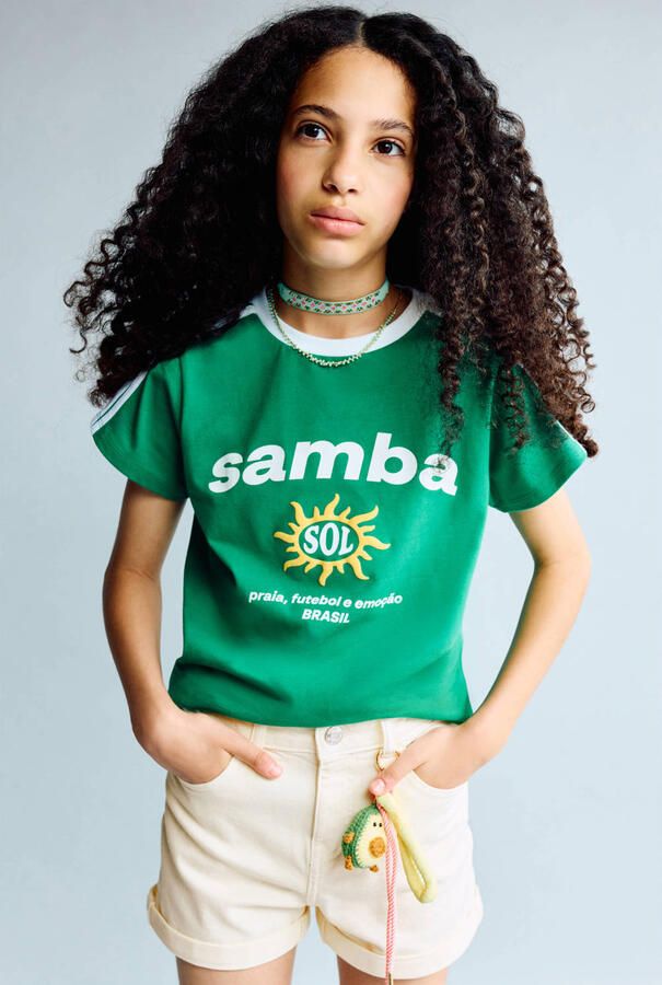 Mango Kids denim short lichtgeel
