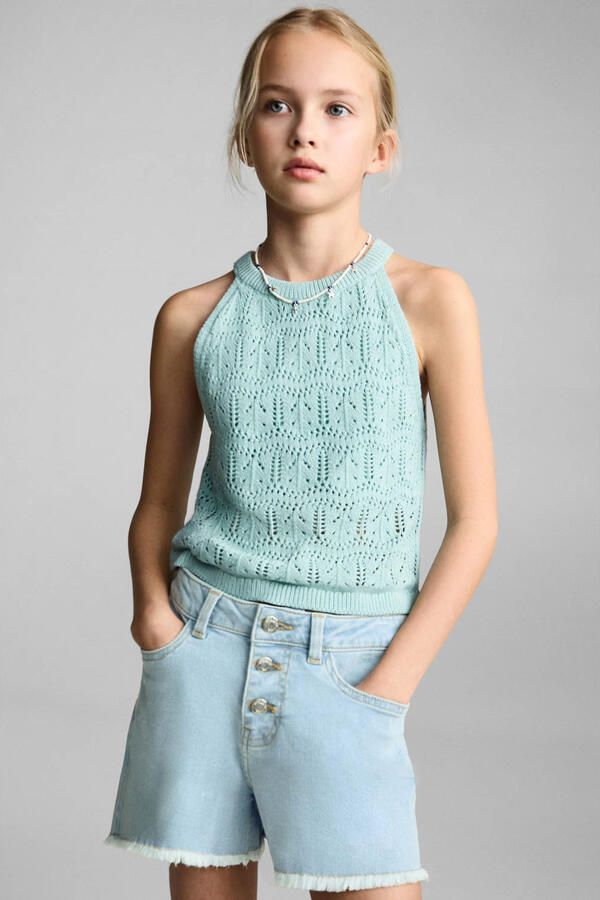 Mango Kids denim short light blue denim