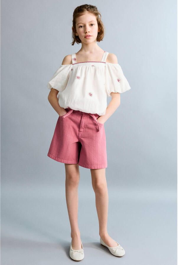 Mango Kids denim short roze