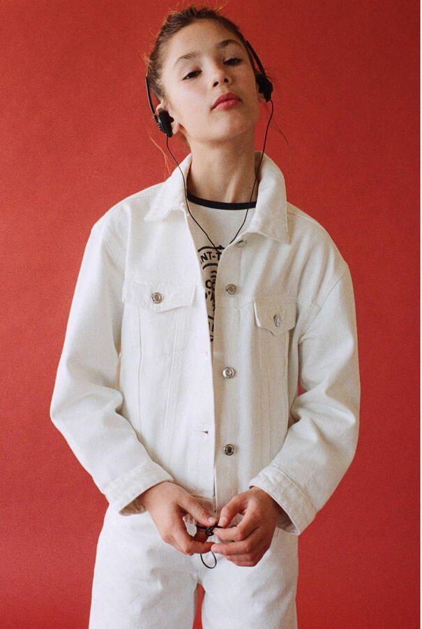 Mango Kids denim spijkerjas wit