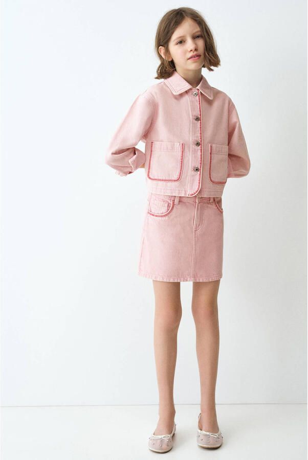 Mango Kids denim spijkerrok roze