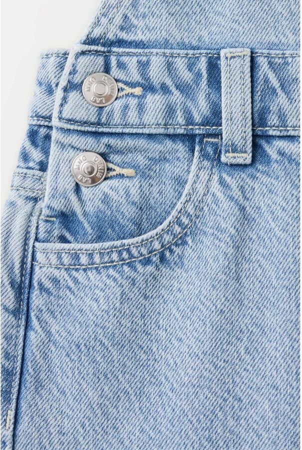 Mango Kids denim straight leg tuinbroek medium blue denim - Foto 2