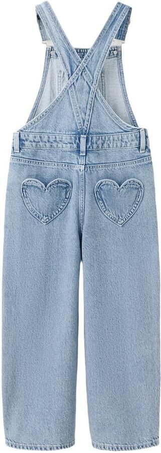 Mango Kids denim straight leg tuinbroek medium blue denim - Foto 3