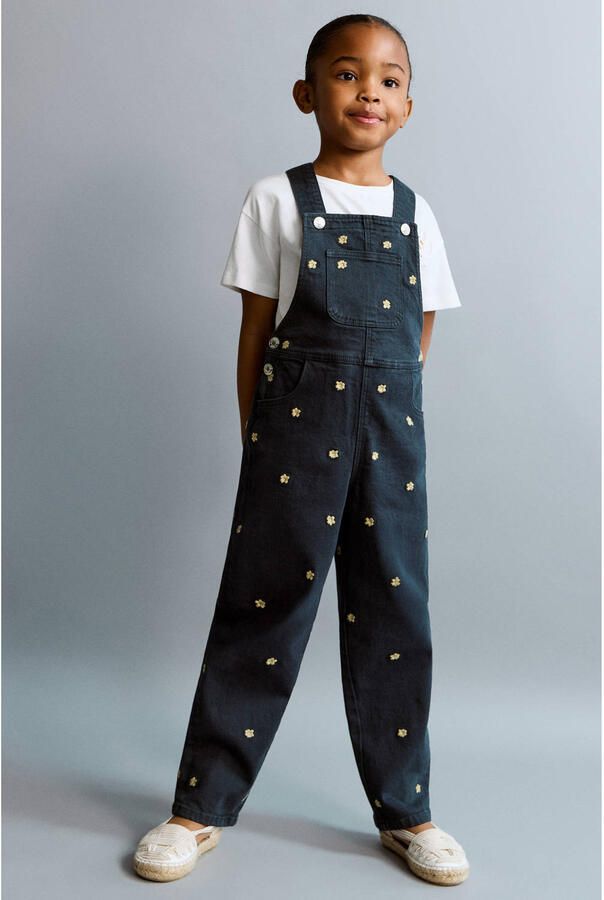 Mango Kids denim tuinbroek dark blue denim