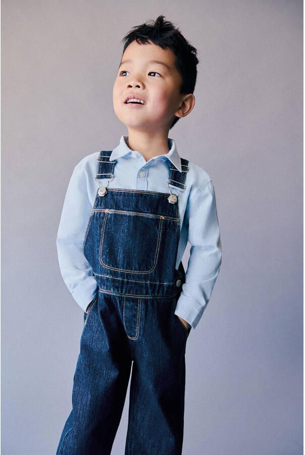 Mango Kids denim tuinbroek donkerblauw