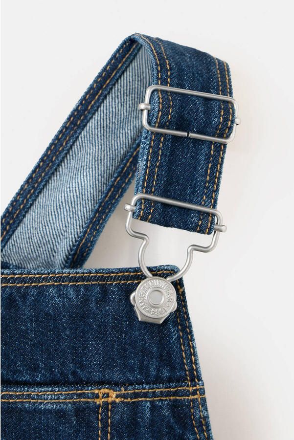 Mango Kids denim tuinbroek donkerblauw - Foto 3