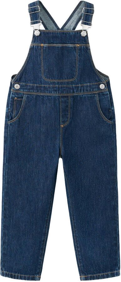 Mango Kids denim tuinbroek donkerblauw - Foto 3