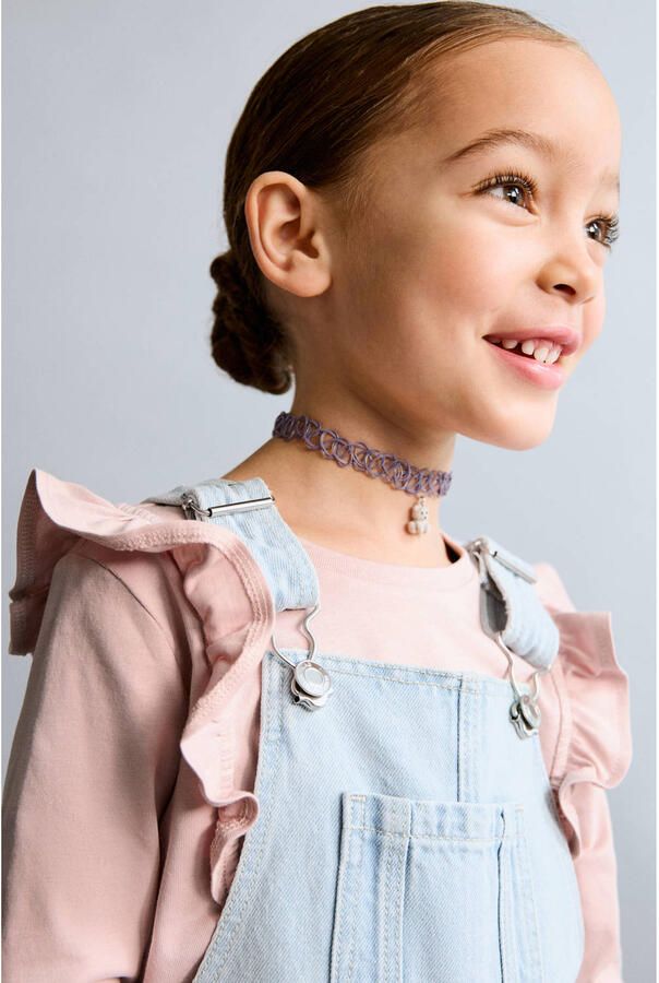 Mango Kids denim tuinbroek light blue denim - Foto 2