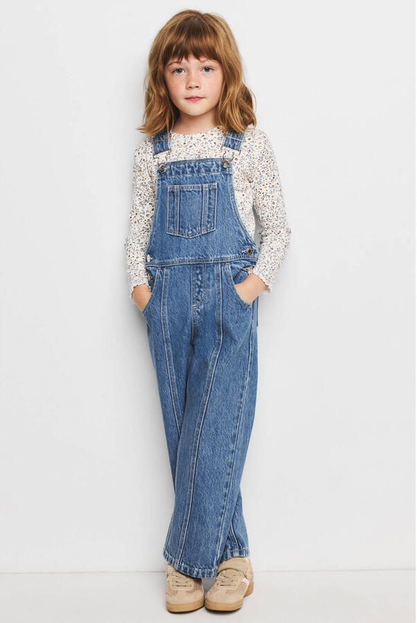 Mango Kids denim tuinbroek mediumblauw