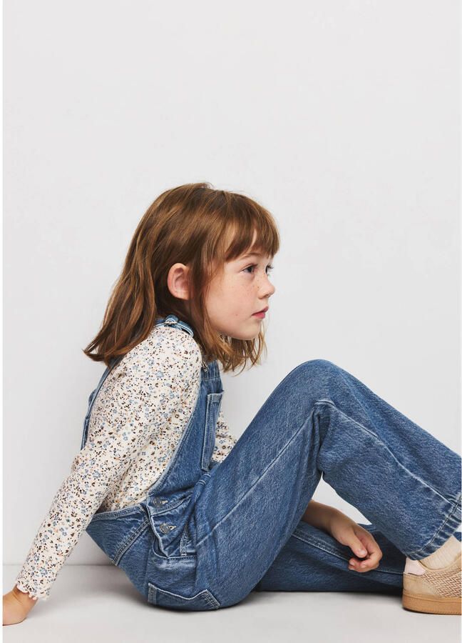 Mango Kids denim tuinbroek mediumblauw - Foto 2