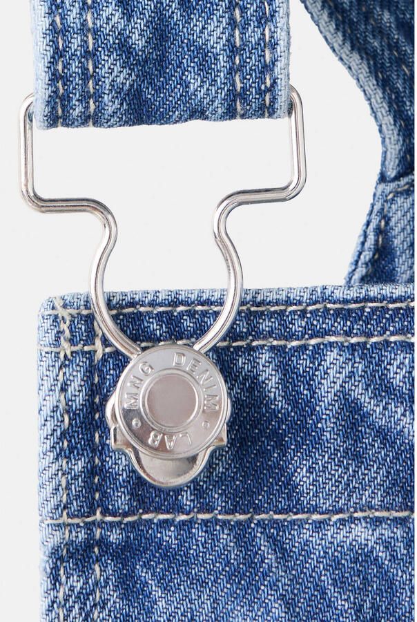 Mango Kids denim tuinbroek mediumblauw - Foto 3