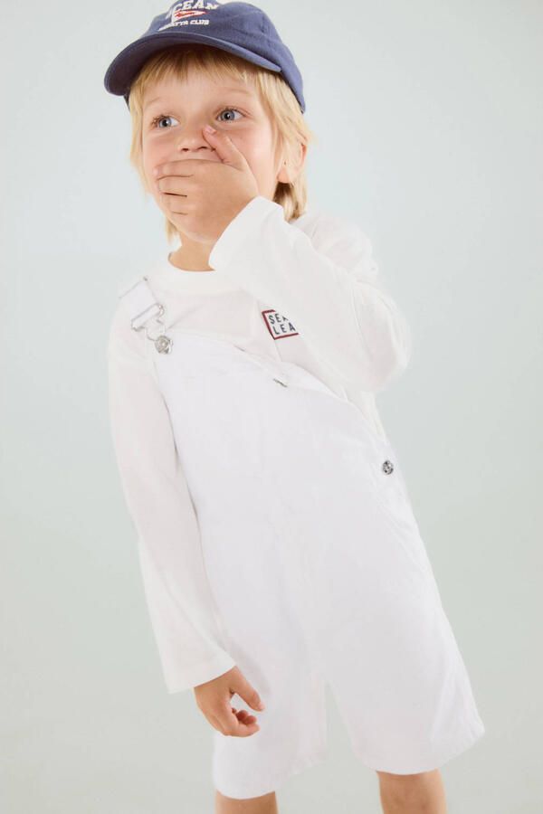 Mango Kids denim tuinbroek wit