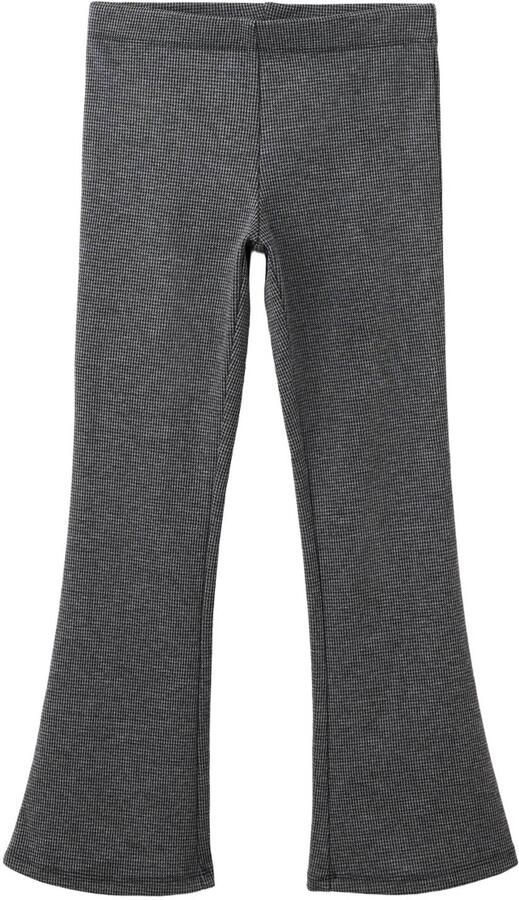 Mango Kids flared geruite legging antraciet Broek Grijs Meisjes Polyester