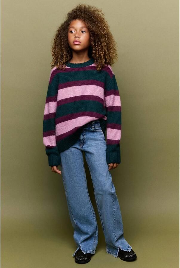 Mango Kids flared jeans met split medium blauw