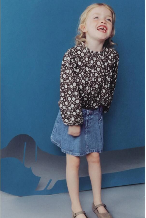 Mango Kids gebloemde blouse bruin - Foto 3