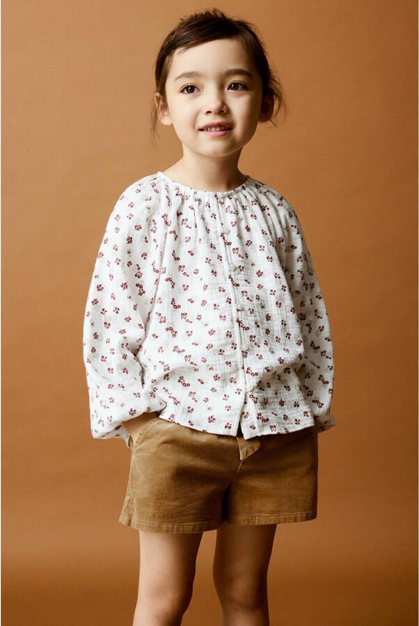 Mango Kids gebloemde blouse ecru rood