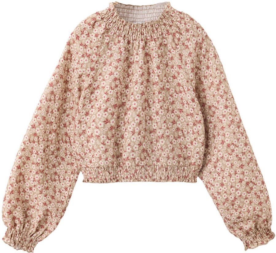 Mango Kids gebloemde blousetop beige