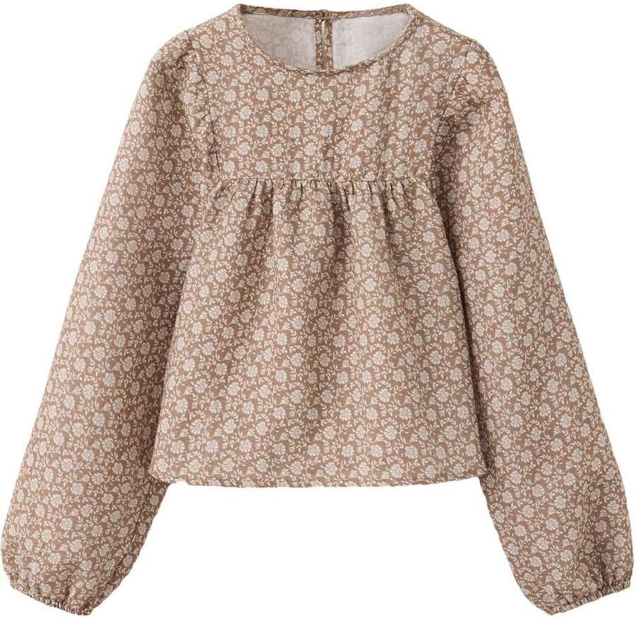 Mango Kids gebloemde blousetop lichtbeige