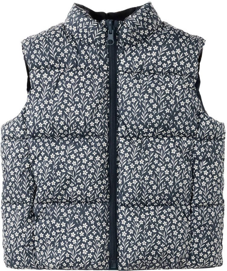 Mango Kids gebloemde bodywarmer marineblauw