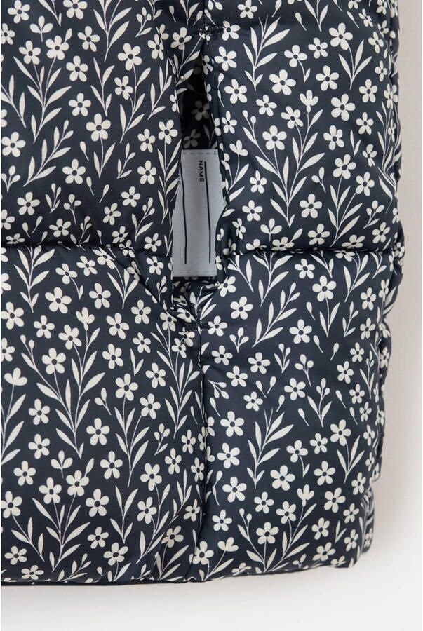 Mango Kids gebloemde bodywarmer marineblauw - Foto 2