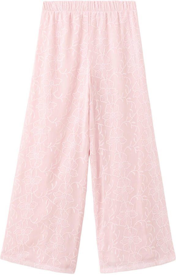 Mango Kids gebloemde casual broek lichtroze