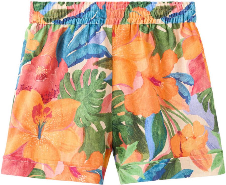 Mango Kids gebloemde casual short oranje - Foto 2