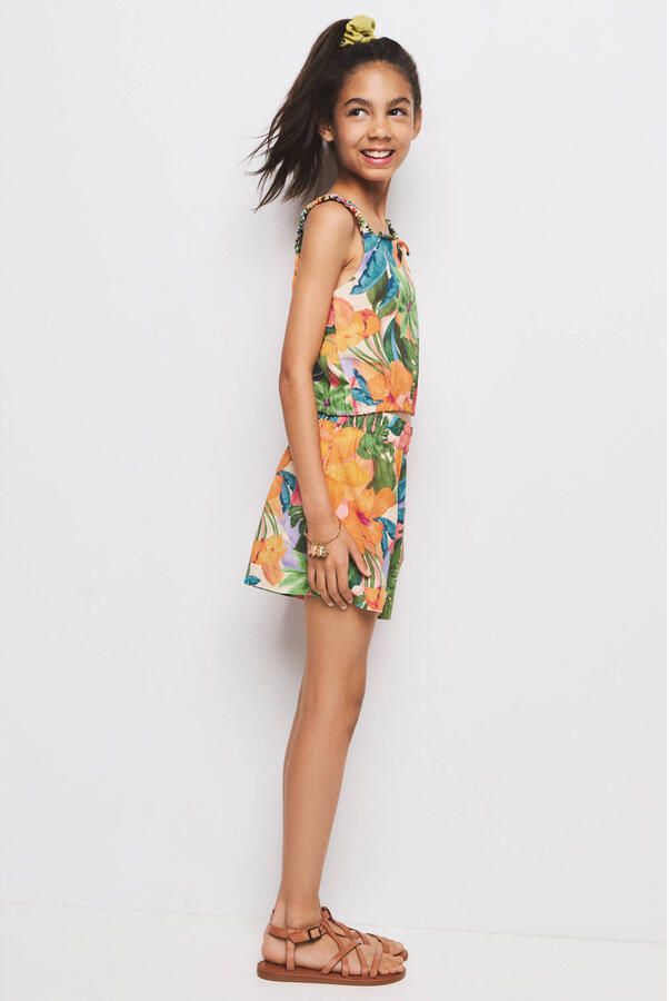 Mango Kids gebloemde casual short oranje - Foto 3