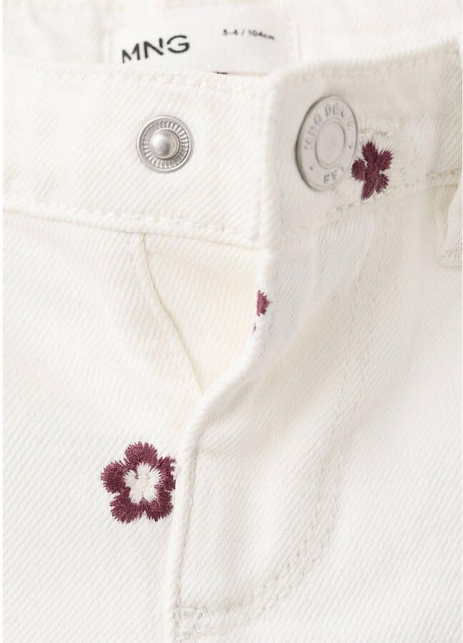 Mango Kids gebloemde denim short met borduursels ecru - Foto 2