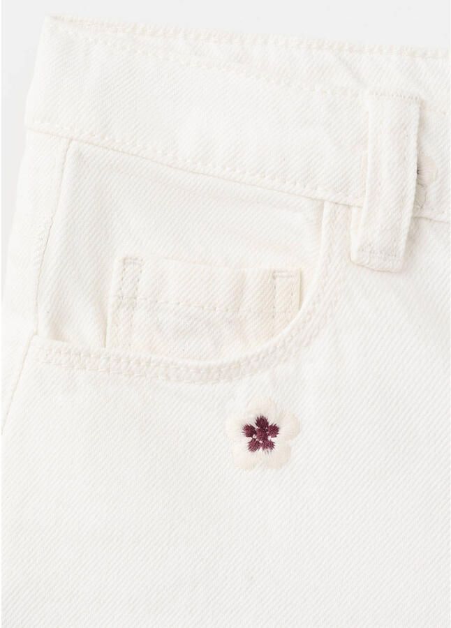 Mango Kids gebloemde denim short met borduursels ecru - Foto 3