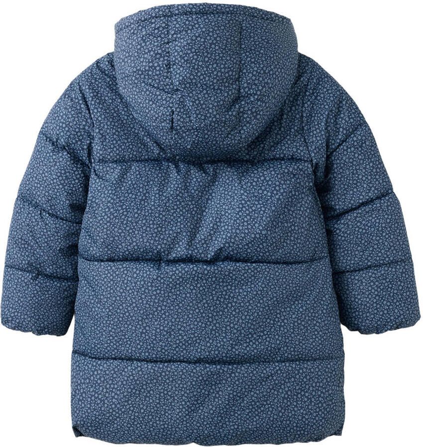 Mango Kids gebloemde gewatteerde winterjas donkerblauw