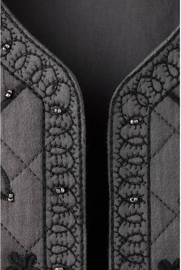 Mango Kids gebloemde gilet met borduursels grijs