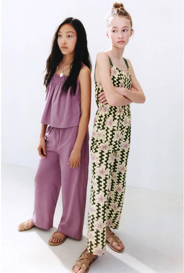 Mango Kids gebloemde jumpsuit beige - Foto 2
