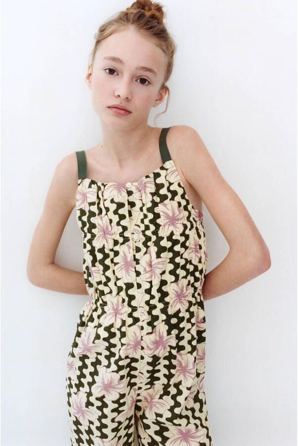 Mango Kids gebloemde jumpsuit beige - Foto 3
