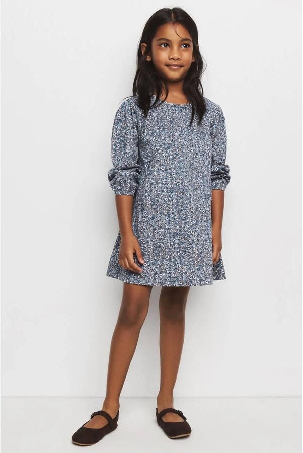 Mango Kids gebloemde midi jurk blauw bruin wit - Foto 3
