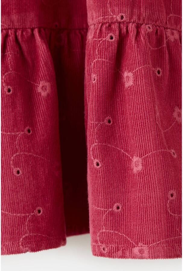 Mango Kids gebloemde midi jurk met broderie rood Meisjes Katoen Ronde hals - Foto 3