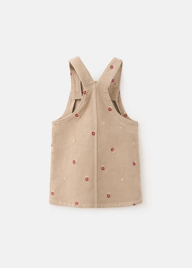 Mango Kids gebloemde overgooier met borduursels beige Jurk Meisjes Katoen Vierkante hals - Foto 3