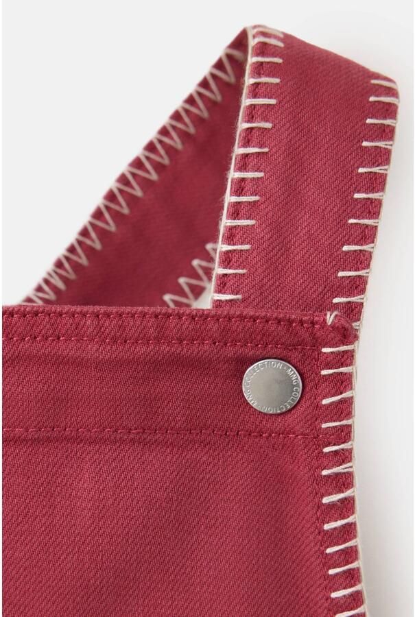 Mango Kids gebloemde overgooier met borduursels rood Jurk Meisjes Katoen Vierkante hals - Foto 3