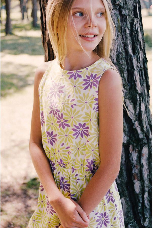 Mango Kids gebloemde playsuit geel - Foto 3