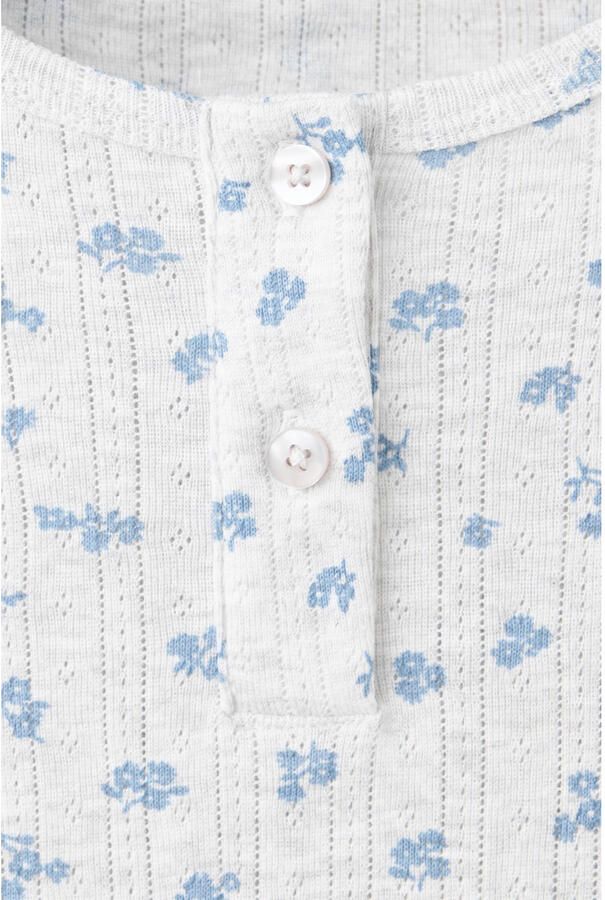 Mango Kids gebloemde pyjama pastelgrijs blauw - Foto 2