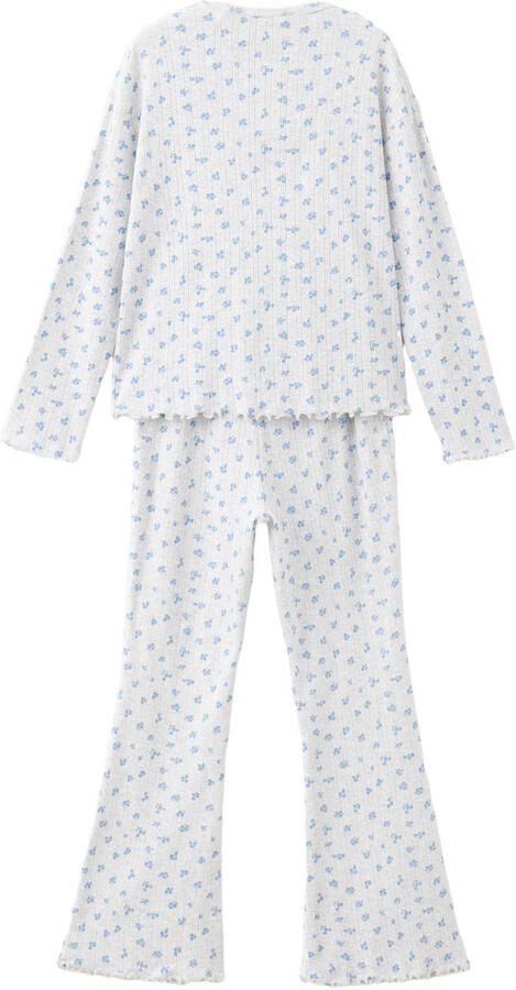 Mango Kids gebloemde pyjama pastelgrijs blauw - Foto 3