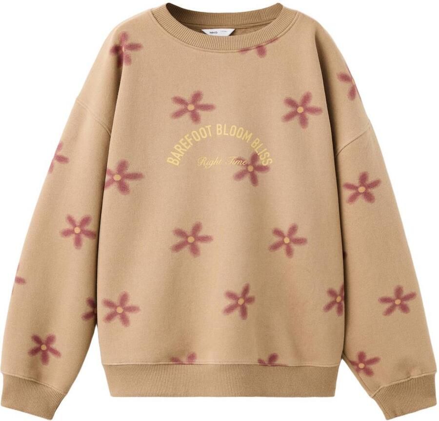 Mango Kids gebloemde sweater bruin All over print