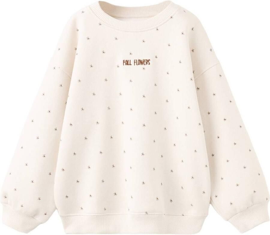 Mango Kids gebloemde sweater ecru