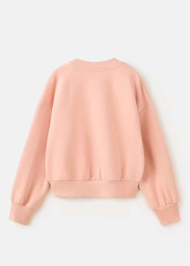 Mango Kids gebloemde sweater met tekst roze Bloemen - Foto 3