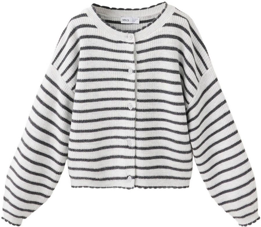 Mango Kids gebreid gestreept vest ecru
