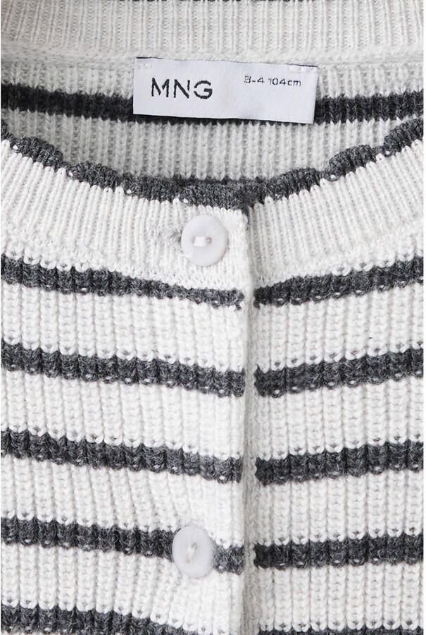 Mango Kids gebreid gestreept vest ecru - Foto 3