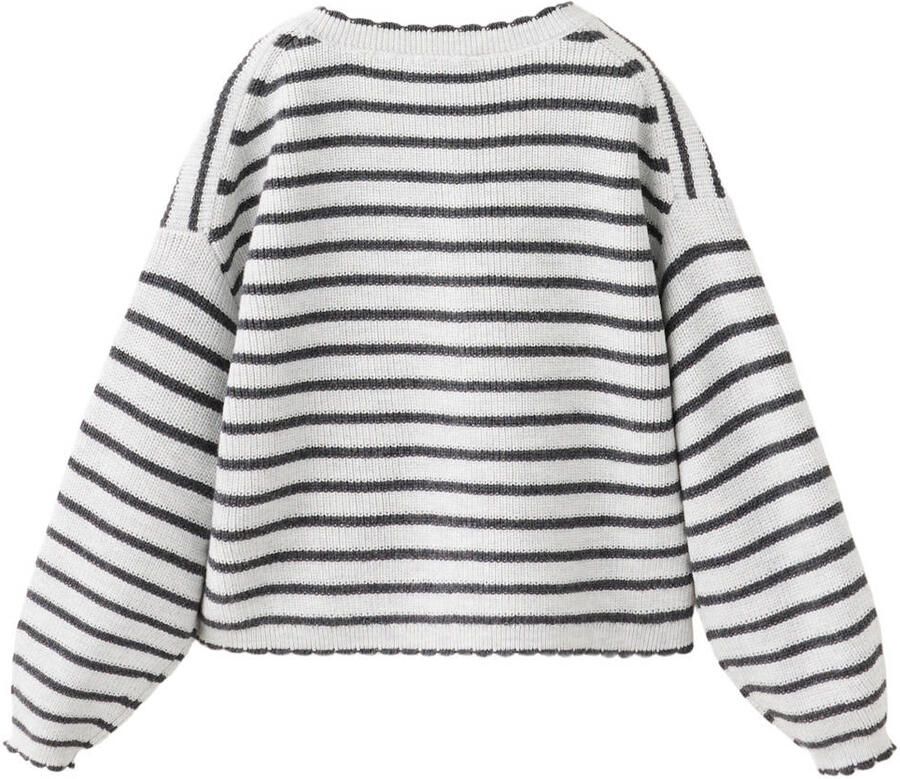 Mango Kids gebreid gestreept vest ecru - Foto 2