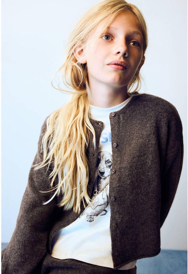 Mango Kids gebreid vest bruin - Foto 2
