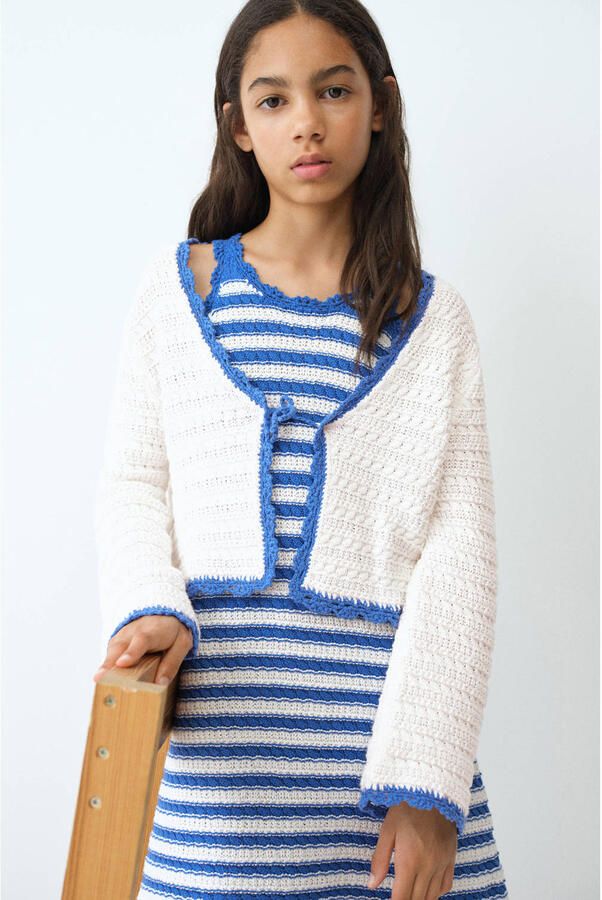 Mango Kids gebreid vest ecru