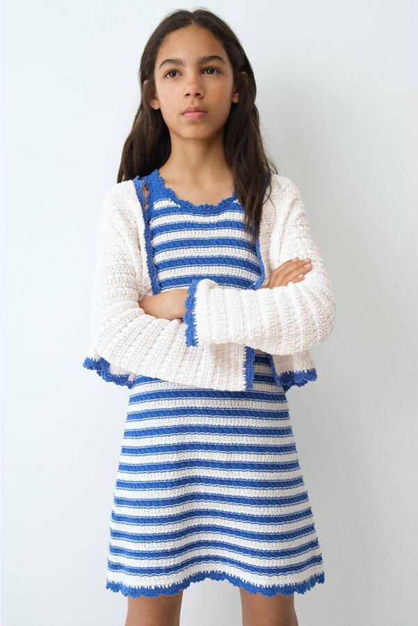 Mango Kids gebreid vest ecru - Foto 2